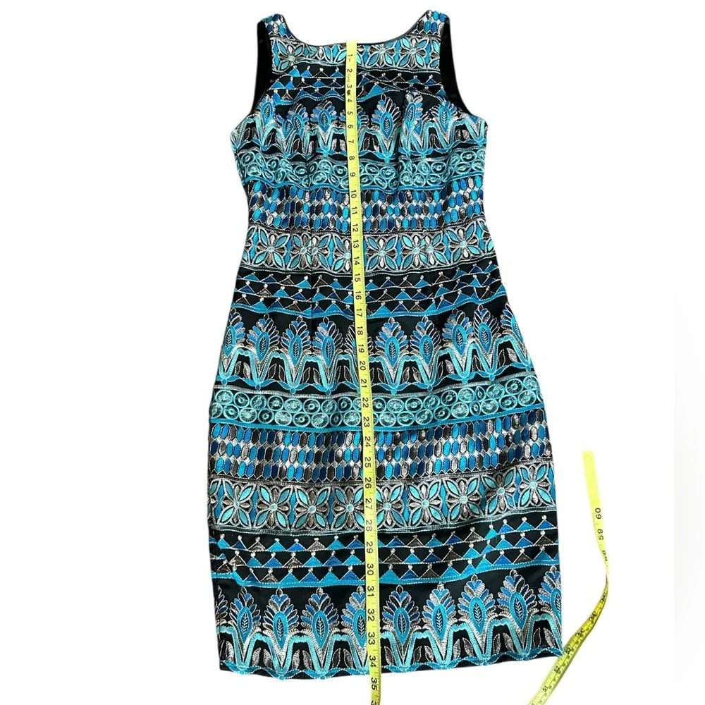 WHBM White House Black Market Black & Blue Metallic Sheath Dress NWT, size 0